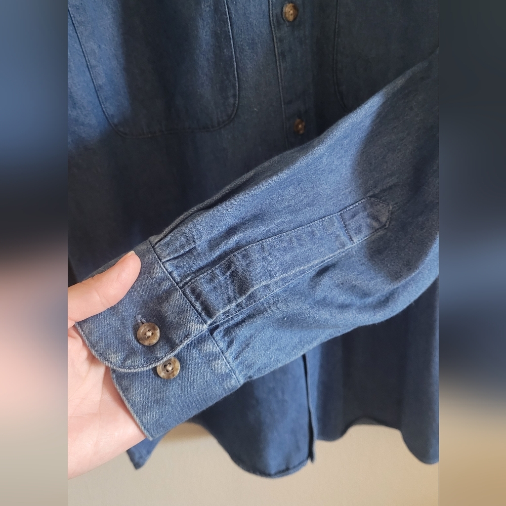 Vtg AXXA Embroidered Denim Button Down, Women's 16, Blue Jean - Picture 3 of 8